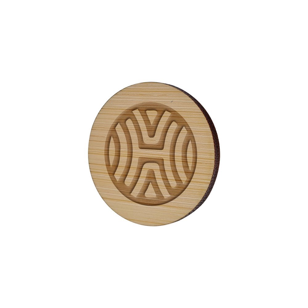 Badge Bamboo Round 40 mm, Needle, Engraving