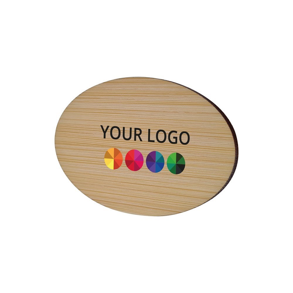 Badge Bamboo Oval 50 x 74 mm, Magnet, Print in full color